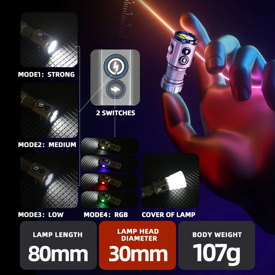 Güçlü 2000LM EDC el feneri tip - Edc Carry Flashlight incelemesi ve fiyatı
